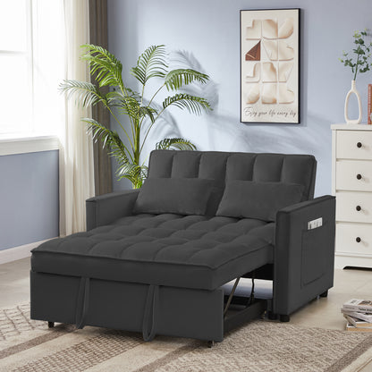 JUSTLIVE ‘Comfina Luxe” Loveseat – Black Velvet | Sofa Bed + 7cm Legs + Soft Cozy Style