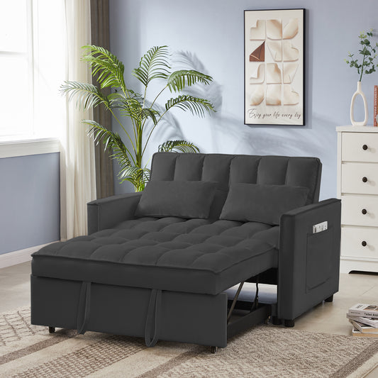 JUSTLIVE ‘Comfina Luxe” Loveseat – Black Velvet | Sofa Bed + 7cm Legs + Soft Cozy Style