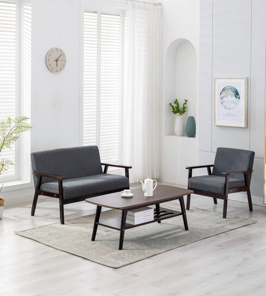 Serevia™ Espresso Living Set – Loveseat, Chair & Coffee Table Trio for Modern Interiors