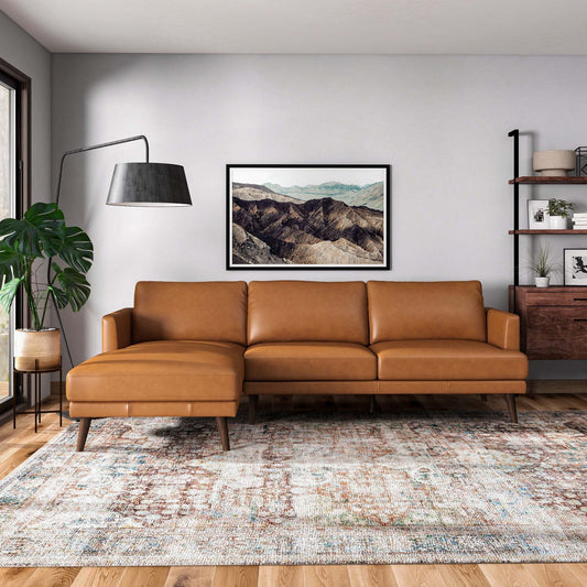 Lore Left-Facing Lounge – Premium Leather Sofa in Warm Tan