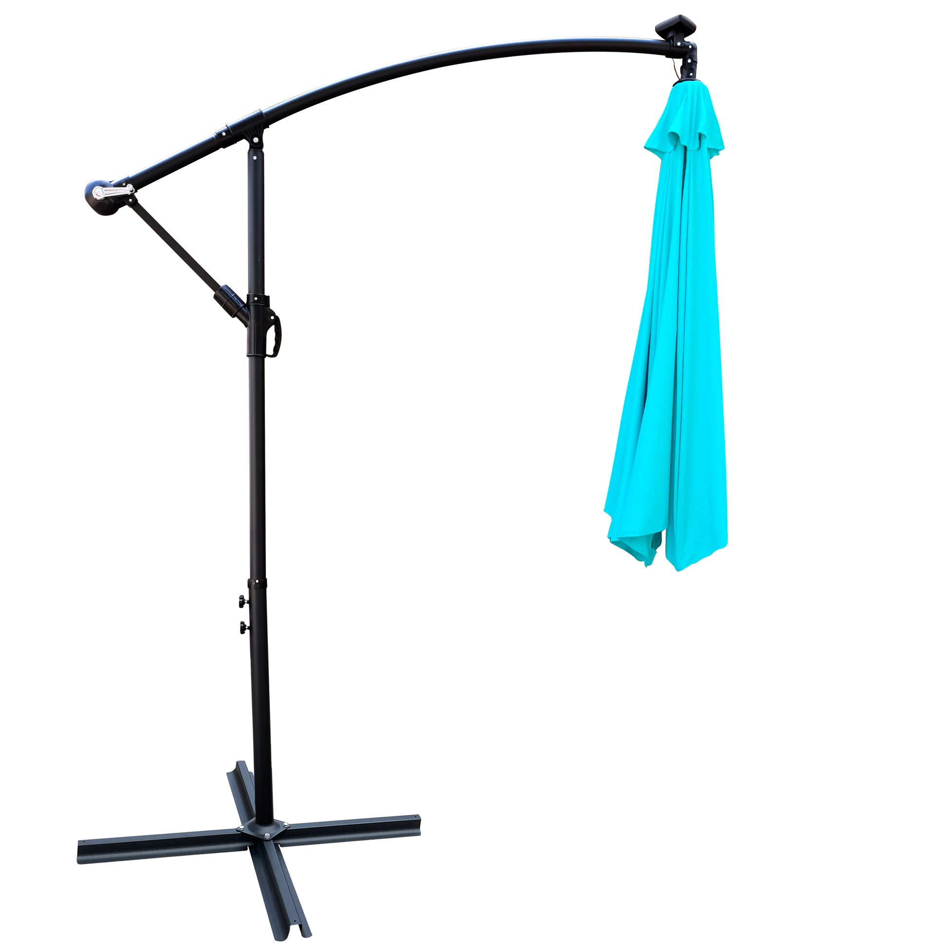 Solair 10' LED Market Umbrella – Solar - Powered Patio Shade with Crank, 8 Ribs & Cross Base - JUSTLIVE NESTJUSTLIVE NEST