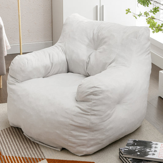 Velu Bean Chair 010 – Ivory Velvet Bean Sofa with Memory Sponge Fill