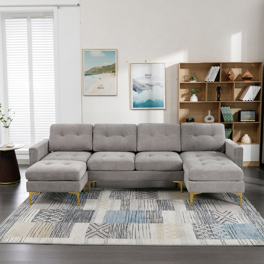 ShadowLoom™ 111' Flex Lounge – Convertible Light Grey Comfort Sofa with Moveable Footrest