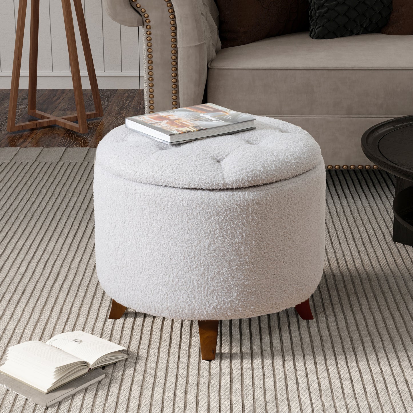 Teddra Ottoman – Snowfleece Shell, FlipNest Storage Lid