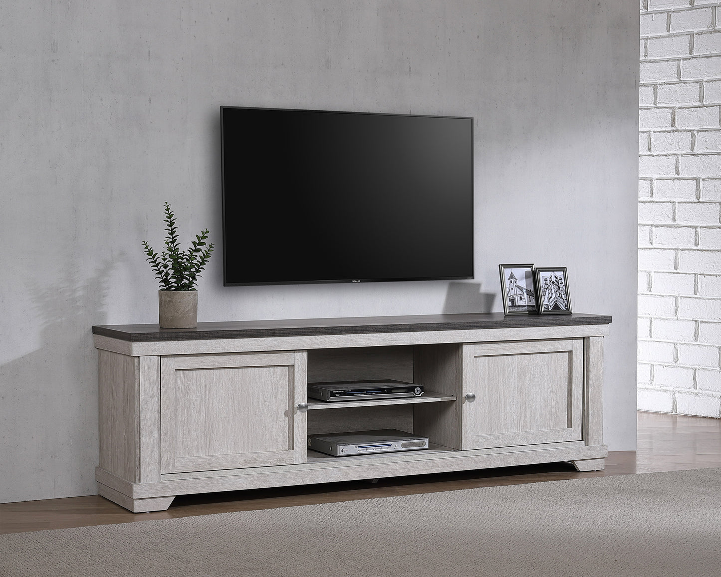 Rustlin Console – Weathered Wood Entertainment Table (Contemporary)