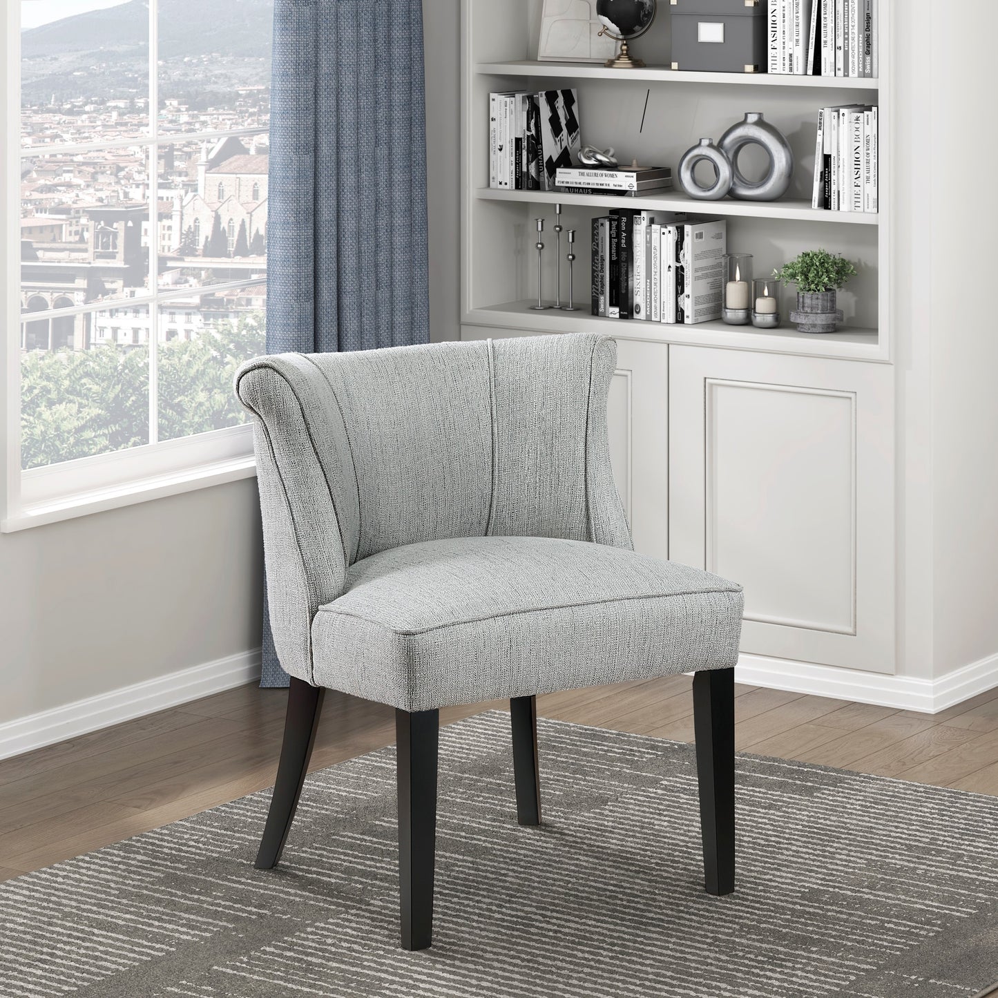 Marveen Chair – Stoneveil Fabric, Curveform Back, Espressix Legs
