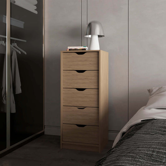 Oaklyn 5-Drawer Slimline – Natural Oak Dresser for Bedrooms or Nurseries