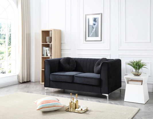 Lunvera™ Black Sloped-Arm Loveseat – Stylish 2-Seater Sofa for Contemporary Comfort