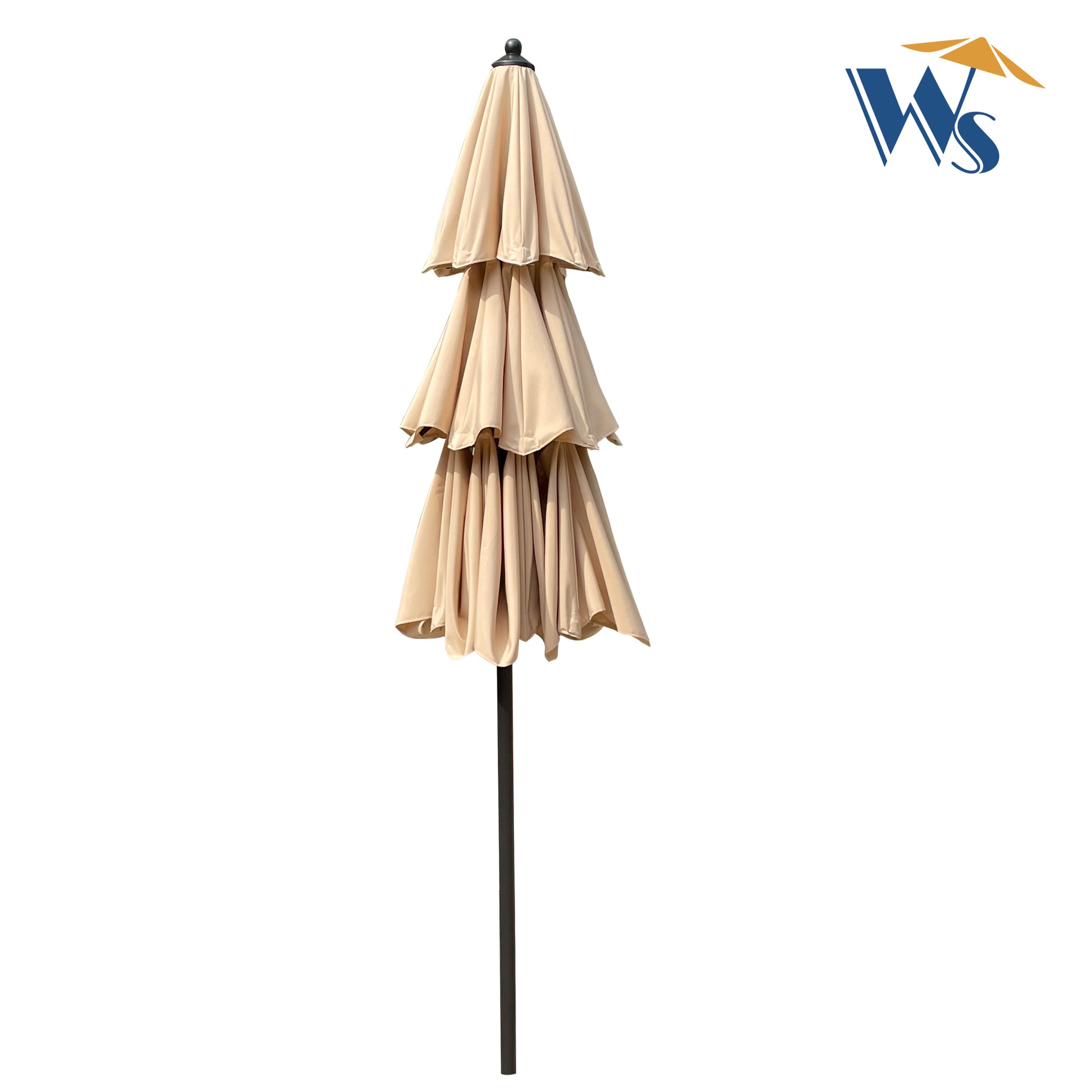 Solair 9' Triple - Tier Patio Umbrella – Outdoor Crank Shade with Tilt & Wind Vents - JUSTLIVE NESTJUSTLIVE NEST