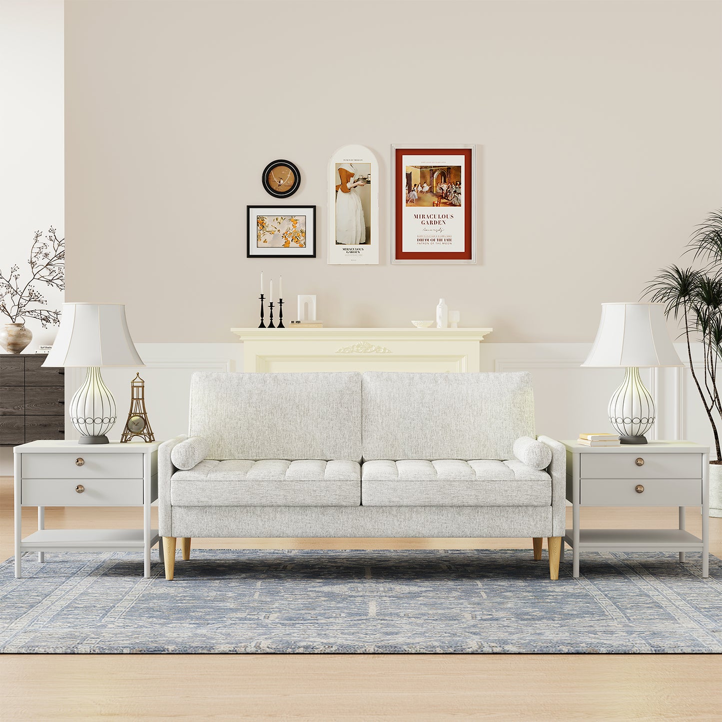 JUSTLIVE ‘Comfina Luxe” Sofa – Beige | Modern 3-Seater + Small-Space Friendly + Tool-Free Build