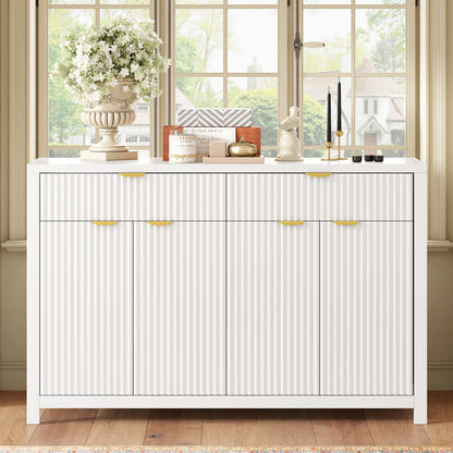 Wavelle Grand Sideboard – 2 Drawers + 4 Doors, Wave Pattern with Arc Metal Pulls