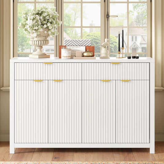 Wavelle Grand Sideboard – 2 Drawers + 4 Doors, Wave Pattern with Arc Metal Pulls