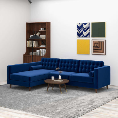 Christian Left-Facing Lounge – Plush Velvet Sofa in Sapphire Blue
