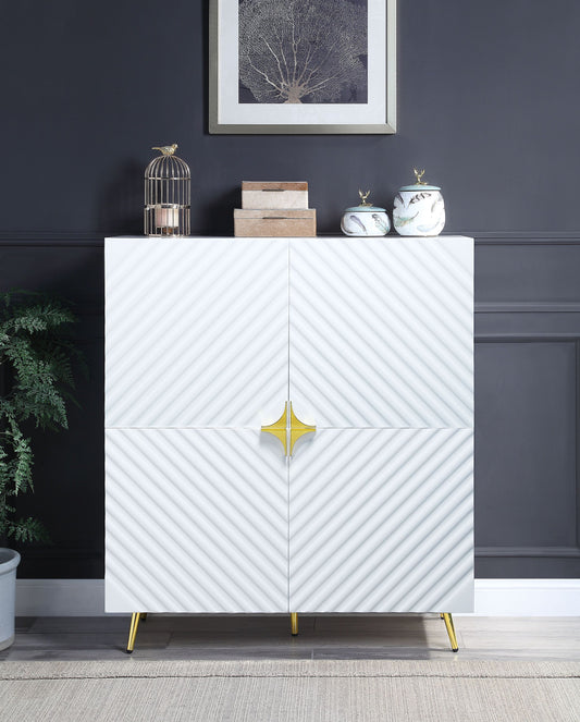 Gavrix Gloss Cabinet – High Gloss White Accent Storage Unit