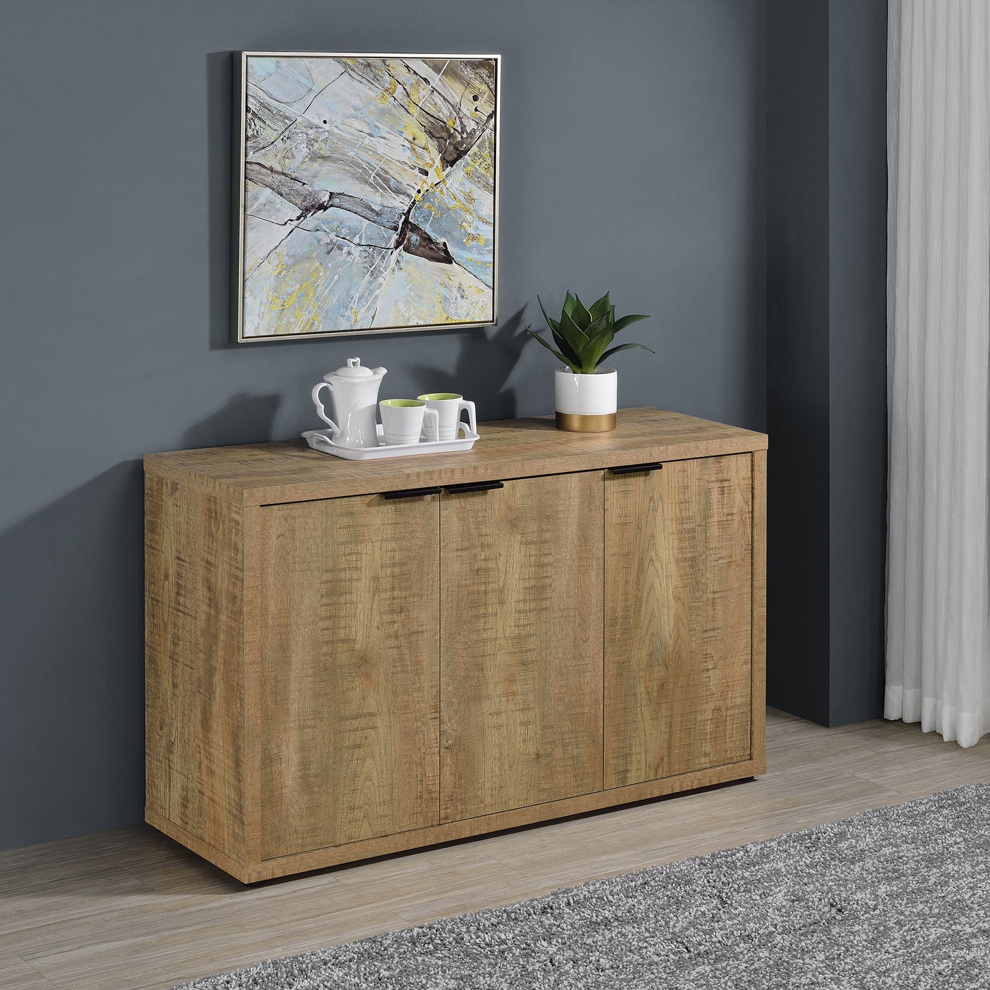 Pamoro 3-Door Cabinet – Mango Brown Engineered Wood Accent Unit