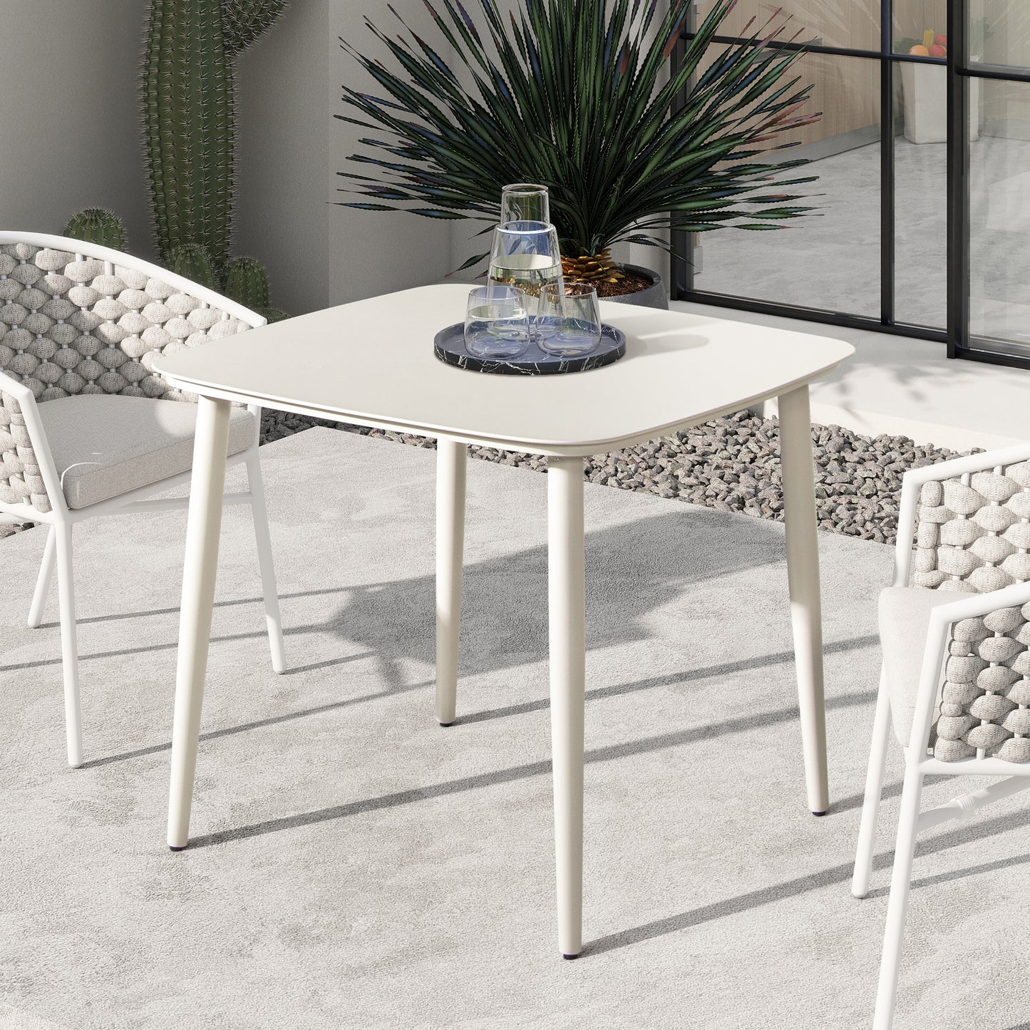 Santoro Square Patio Table – 33.5" Aluminum Outdoor Table with Clean Frame