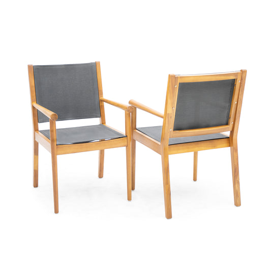 Corvian Teakline Dining Duo – Acacia Frame with Woven Seat (Set of 2)