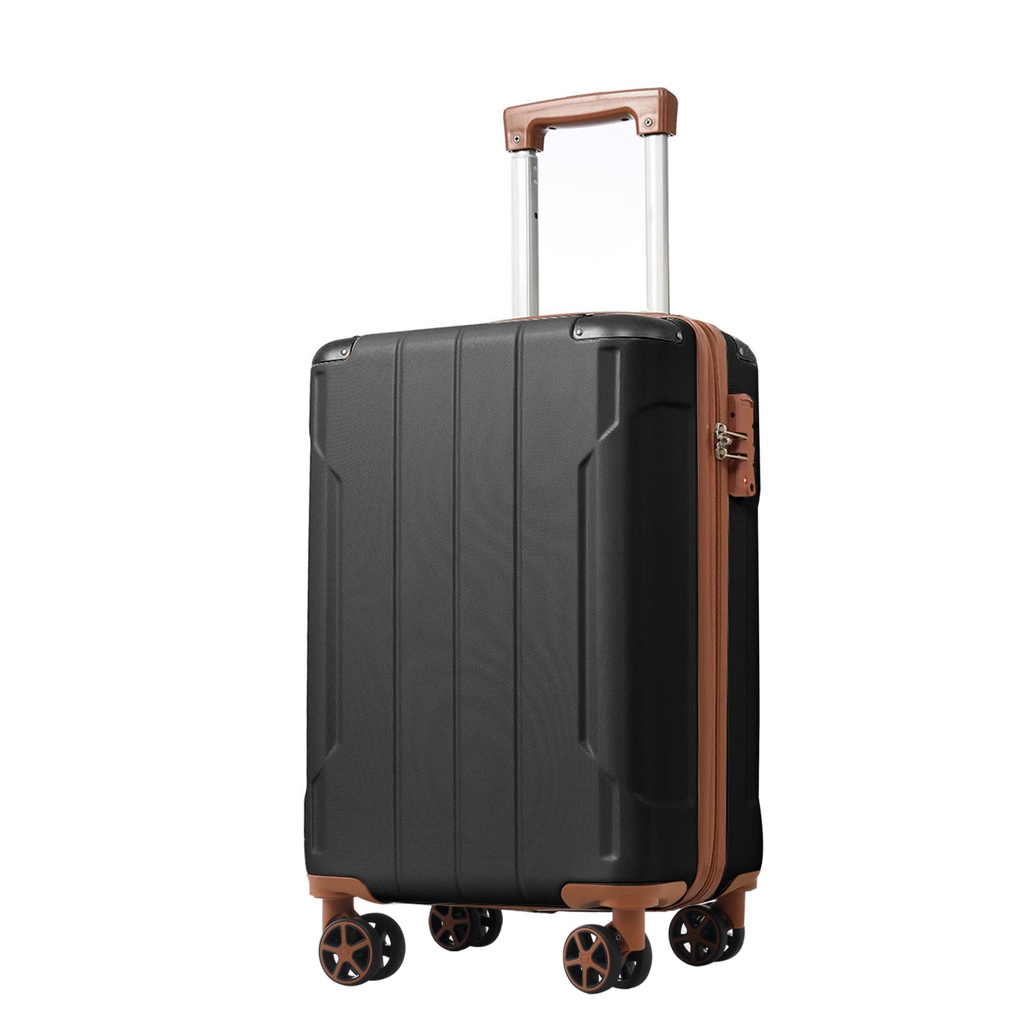 Jetera 2 - Piece ABS Luggage Set – Black & Brown Suitcases with Double Wheels, Expandable 28" and Carry - On 20" - JUSTLIVE NESTJUSTLIVE NEST