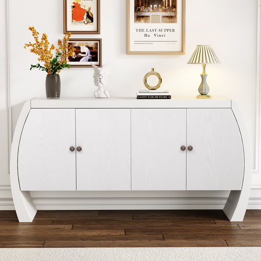 Ashwin Curve Cabinet – 4-Door Ash Veneer Unit with Sculpted Legs