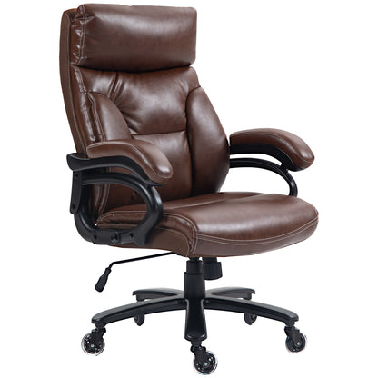 Vinsetto Heavy Duty Chair – Brown PU Leather High-Capacity Swivel Office Seat