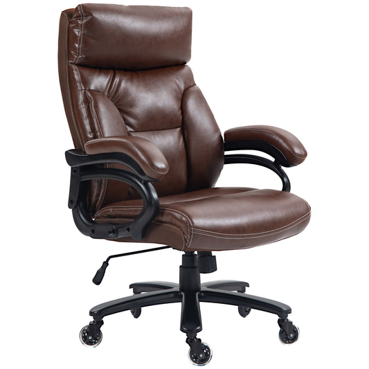 Vinsetto Heavy Duty Chair – Brown PU Leather High-Capacity Swivel Office Seat