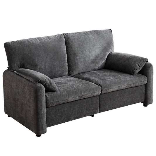 NestEdge ‘CloudNest” 60” Down-Filled Chenille Sofa – Soft Grey | 800lb Capacity