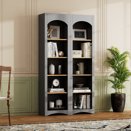 Farmessa Twin Shelf – Set of 2 Grey 5-Tier Cabinets with Adjustable Shelves (72"H)
