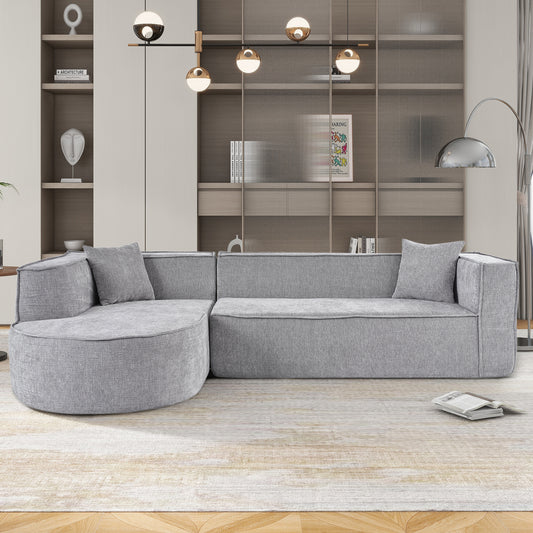 Modular Comfort Lounge – Sculpted Chenille Sofa with Elegant Silhouette & Accent Cushions