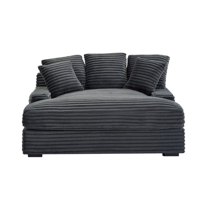 JUSTLIVE ‘Comfina Luxe” Sleeper – Dark Gray Corduroy | Modern Double Cloud Sofa + Soft Upholstery + Square Arms