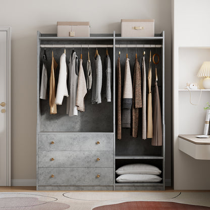 Brunlo OpenWard – Grey Open-Frame Closet Rack with Top Shelf and Hanging Space