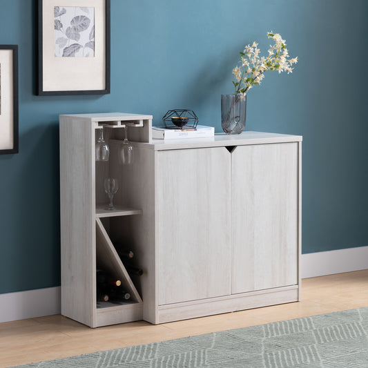 Avira Wine Cabinet – White Oak Display Unit with 4 Bottle Storage & Minimalist Frame