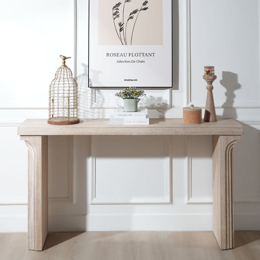 Lorwin Console Table – 58" Minimalist Woodform Accent with CleanLine BaseLorwin Console Table – 58" Minimalist Woodform Accent with CleanLine Base