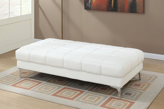 Vyron XL Ottoman – Whitebond Leather with Steel Legs