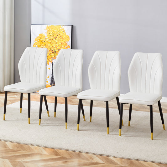 Denvia Dining Chairs (4pc) – PU Patterned Back with Black Metal Legs