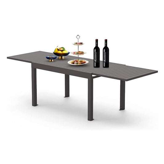 Varo Extendable Patio Table – Aluminum Build, 53–106" Adjustable, Dark Brown Finish