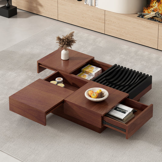Cirello Storage Table – Retro Acaciaform with BrownBlack Framed Base