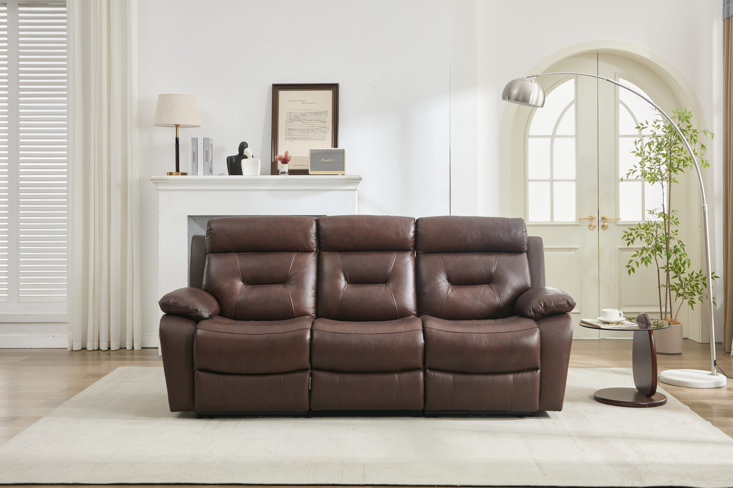 NestEdge ‘ReclinaNest” Sofa – Genuine Leather | Manual Recliner Comfort