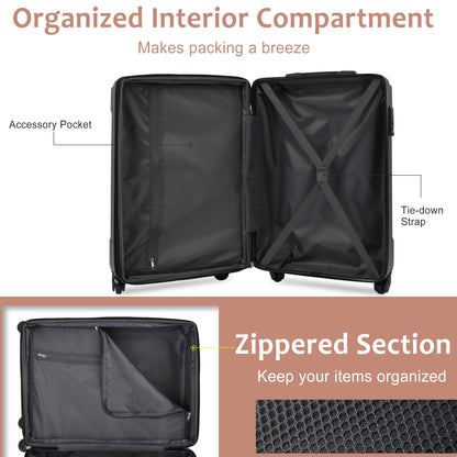 Jetera 6 - Piece Hardshell Luggage Set – White & Brown Expandable Suitcases with Spinner Wheels & TSA Lock - JUSTLIVE NESTJUSTLIVE NEST