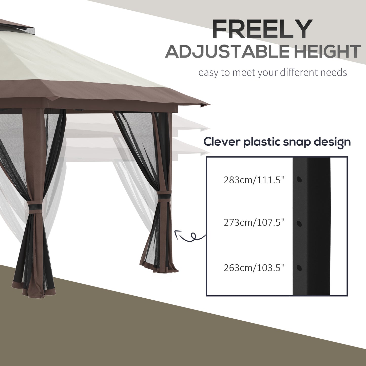 Aurelia 13' Pop - Up Canopy Gazebo – Instant Beige Shelter with Netting, Carry Bag & Sand Weights - JUSTLIVE NESTJUSTLIVE NEST