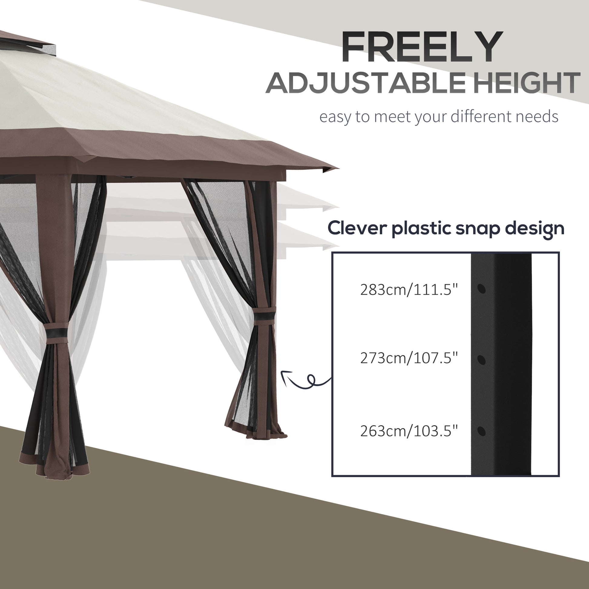 Aurelia 13' Pop - Up Canopy Gazebo – Instant Beige Shelter with Netting, Carry Bag & Sand Weights - JUSTLIVE NESTJUSTLIVE NEST