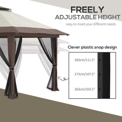 Aurelia 13' Pop - Up Canopy Gazebo – Instant Beige Shelter with Netting, Carry Bag & Sand Weights - JUSTLIVE NESTJUSTLIVE NEST