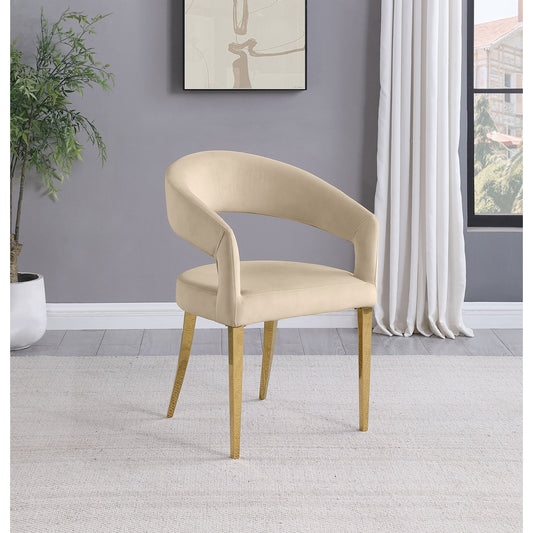 Rendina Dining Armchairs – Set of 2 Beige Velvet Seats with Soft Padded Frame