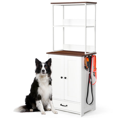 Verno Pet Feeder Console – White Feeding Station with 2 Bowls, Adjustable Shelves & Storage - JUSTLIVE NESTJUSTLIVE NEST