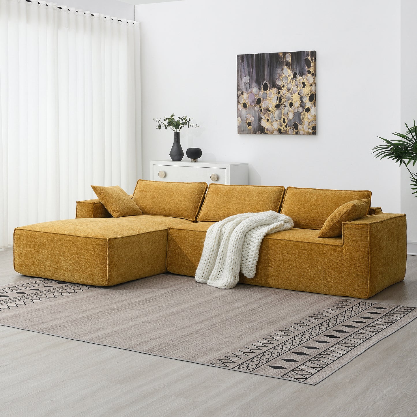 CloudNest™ Chenille L-Shape Sofa – Modular 2-PC Set, No Assembly