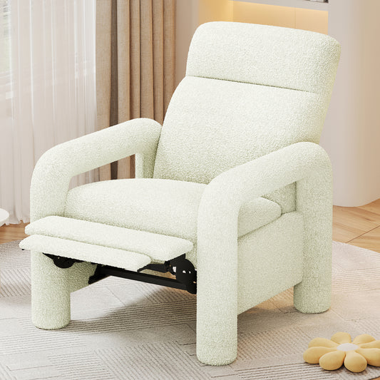 Elda Pushback Chair – 31.25" Upholstered Recliner with Adjustable Backrest (Beige)
