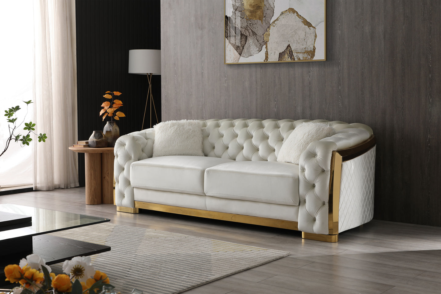 NestEdge ‘IvoryNest” Sofa – Soft Upholstered Comfort | Modern Lounge Style