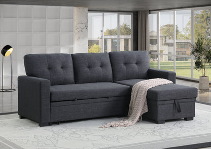Elegant Storage Lounge – Cotton-Linen Upholstered Sofa with Hidden Compartment & Fiber-Blend Comfort