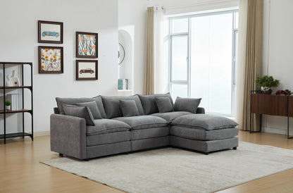 3-Seat Modular Lounge – L-Shape Plush Sofa with Relax Ottoman