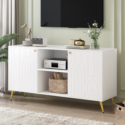 Uvalo Mini Console – 55" TV Stand with Metal Legs & Adjustable Shelf