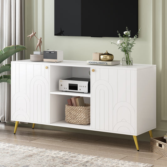Uvalo Mini Console – 55" TV Stand with Metal Legs & Adjustable Shelf